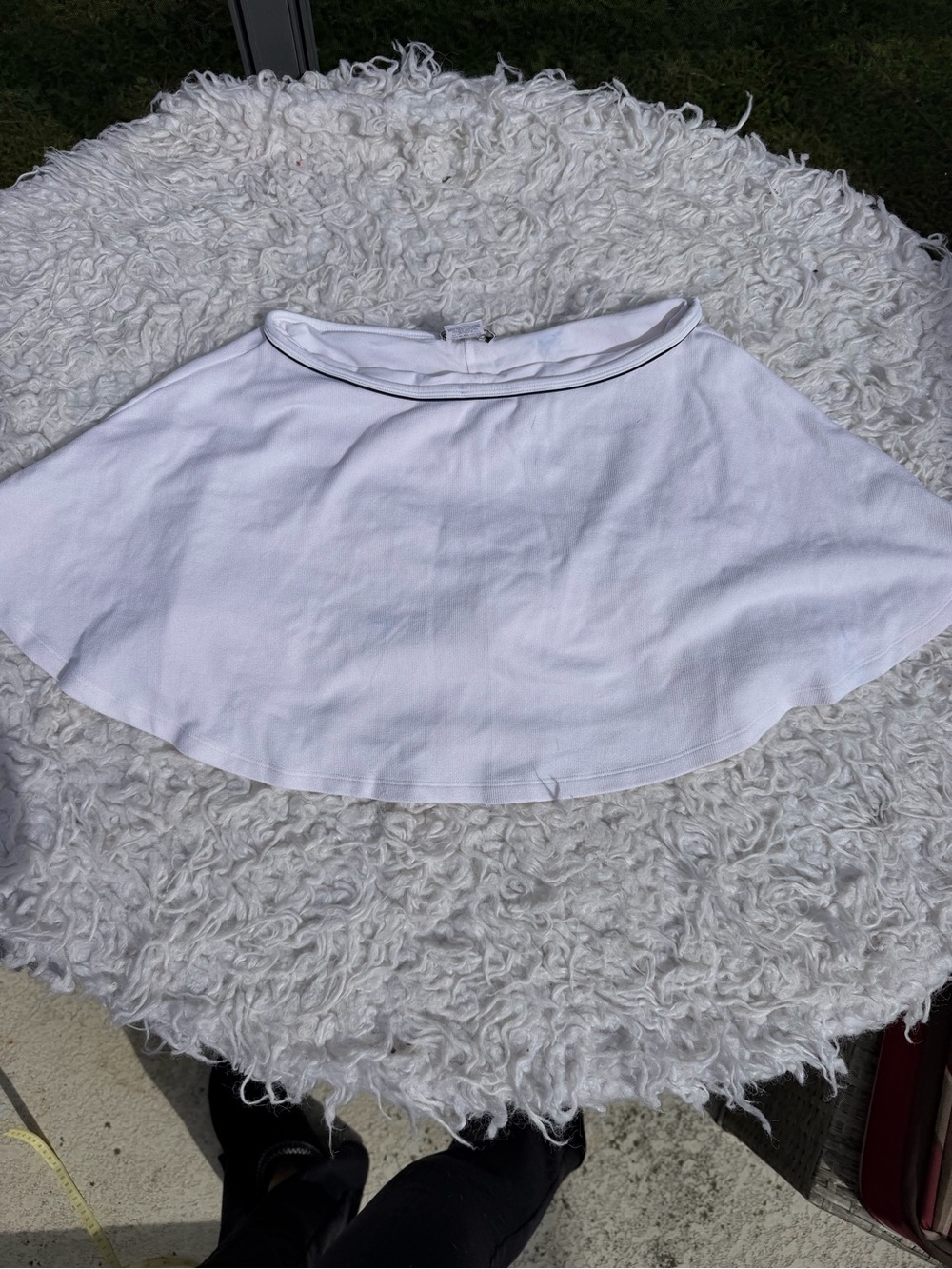 Fashion Nova White Flared Mini Skirt with Contrast Waistband